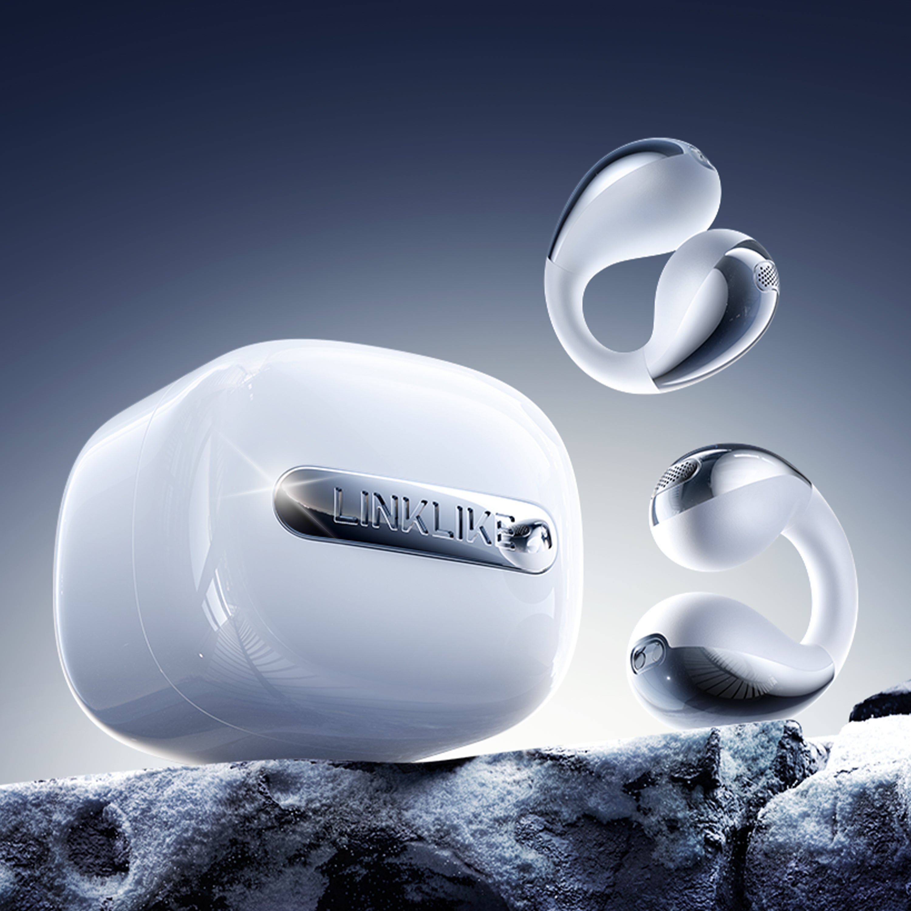 Linklike 2026 New Clip-on Earbuds Born for All-Day Music Lovers, Pearl White