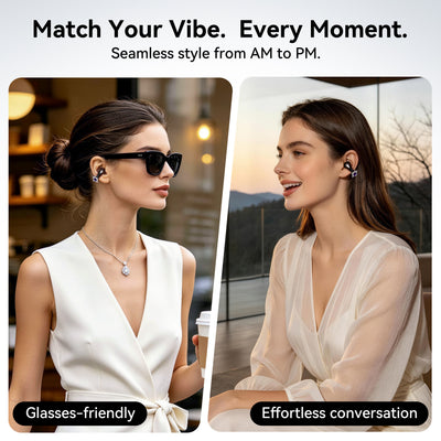 LINKLIKE Most Comfortable Jewelry Open Ear Clip-on Earbuds with Zircon Earrings [All-in-One Storage] [Patented 0-Pressure] [Longest 70H Playtime] [Master-Tuned Hi-Res LDAC] Ideal Gift for Women, Gray